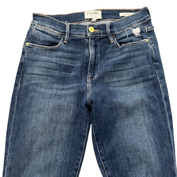 Frame Le High Skinny Distressed Dark Wash Jeans Womens Size 28 - Picture 2 of 7